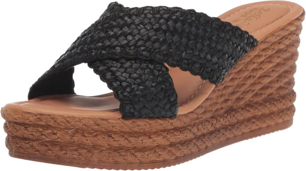 New In Box Bella Vita Italion Women's Geo-Italy Wedge Sandal, Black, 10W NIB